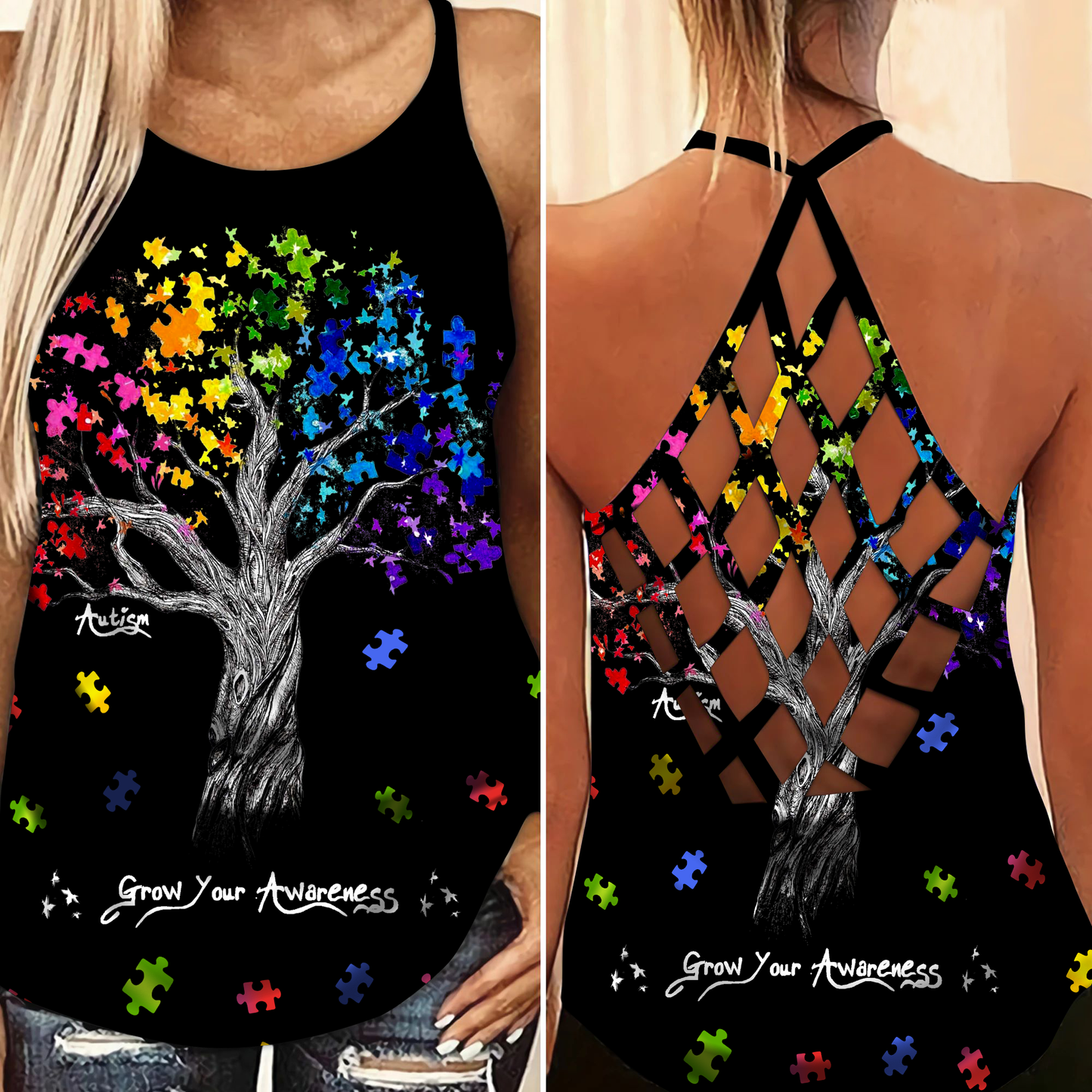Autism Grow Your Awareness Limited - Tanktop mit Kreuzmotiv zur Sensibilisierung für Autismus 0921